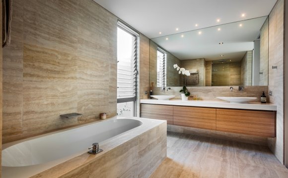 Stone tiles in bathroom