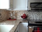 Cutting stone tile backsplash