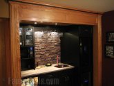 Faux stone tile backsplash
