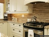 Travertine stone tile backsplash