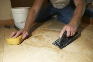 a moist cleansing sponge is convenient for touch-ups through the grouting procedure.