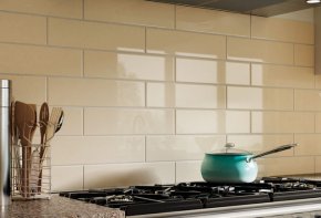 Photo functions Elevare in Sand 4 x 16 industry tile from the wall.
